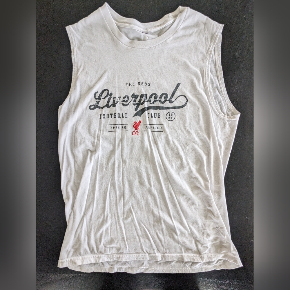 Liverpool FC Sleeveless Training Top – White – LFC 18 Tag – Large
